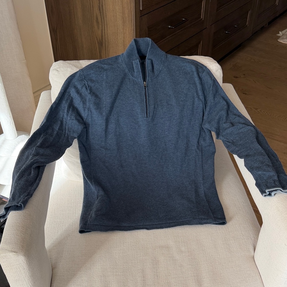Greyson slate blue merino wool quarter zip